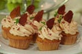 Collage of various cupcakes strawberry in decorative cup Royalty Free Stock Photo