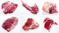 Collage of various cuts of raw beef steak