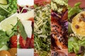 Collage of various delicious salads Royalty Free Stock Photo