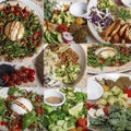 Collage of various delicious salads Royalty Free Stock Photo