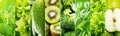 Collage of various green food Royalty Free Stock Photo