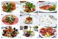 Collage of Various Italian Dishes. Italian Cuisine. Snacks.