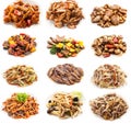 Collage of various meals with meat and chicken Royalty Free Stock Photo