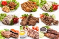 Collage of various meals with meat and chicken Royalty Free Stock Photo