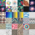 A collage of various patterns and textures arranged in a 6x6 grid. Patterns include geometric Royalty Free Stock Photo