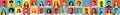 Collage Of Various People Faces On Bright Colored Backgrounds, Panorama Royalty Free Stock Photo