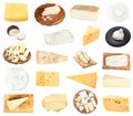Collage from various pieces of cheeses isolated Royalty Free Stock Photo