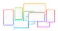 Abstract digital frames with rainbow gradient edges on white background Royalty Free Stock Photo
