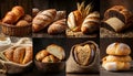 collage of various types of fresh baked bread Royalty Free Stock Photo