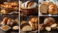 collage of various types of fresh baked bread Royalty Free Stock Photo