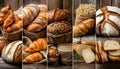 collage of various types of fresh baked bread Royalty Free Stock Photo