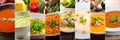 Collage of various types plates of soup Royalty Free Stock Photo
