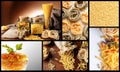 Collage with various types of uncooked pasta Royalty Free Stock Photo