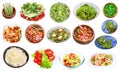 Collage from various vegetable salads isolated Royalty Free Stock Photo