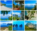 Collage from views of Capri, beautiful and famous island Royalty Free Stock Photo