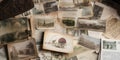 collage of vintage postcards creates an eclectic and uniq one generative AI