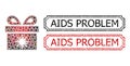 AIDS Problem Grunge Rubber Stamps with Notches and Virus Pandorra Box Mosaic of Coronavirus Icons