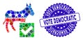 Collage Vote Democratic Icon with Grunge Vote Democratic Stamp