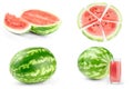 Collage of Water melon on a white background Royalty Free Stock Photo