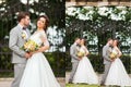 Collage from wedding photos. Bride and groom. Royalty Free Stock Photo