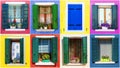 Collage of windows from the island of Burano. Venice Royalty Free Stock Photo