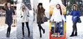 Collage winter fashion. Young beautiful women