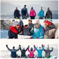 Collage of winter holiday at ski resort