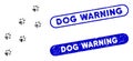 Rectangle Collage Wolf Track with Grunge Dog Warning Seals Royalty Free Stock Photo