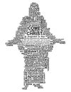 Collage of Words - Come unto Christ on White Background