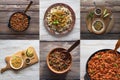 Collage of world cuisine with lentils Royalty Free Stock Photo