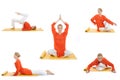 Collage yoga photo. woman doing yoga exercises