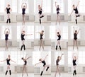 Collage of young ballerina standing in ballet poses Royalty Free Stock Photo