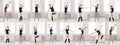 Collage of young ballerina standing in ballet poses Royalty Free Stock Photo