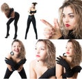 Collage with young beautiful sensuality woman composed of different images isolated Royalty Free Stock Photo