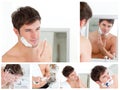 Collage of a young man shaving Royalty Free Stock Photo