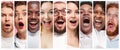 The collage of young women and men smiling face expressions Royalty Free Stock Photo