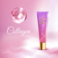 Collagen Cream Tube Realistic Background Poster