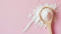 Collagen powder on pink background. Extra protein intake. Natural beauty and health supplement for skin, bones, joints and gut.