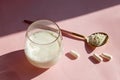 Collagen or protein powder in a glass