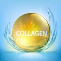 Collagen Serum drop. Pill with cosmetic hyaluronan Royalty Free Stock Photo