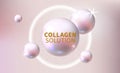 Collagen serum or essence bubble, gluta cosmetic product advertising background. Pink collagen serum or essence drop, cosmetic