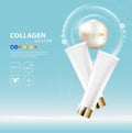 Collagen serum and vitamin background concept skin care cosmetics solution vector design