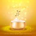 Collagen Skin Cream Golden Background Poster