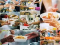 Collages food : The concept of food sharing Help solve Hunger for the homeless