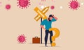 The collapse of the economy after the coronavirus. Man confused and with question vector concept illustration. Investment problem Royalty Free Stock Photo