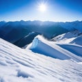 The collapse of the snow avalanche in the a powerful cloud of snow dust Force of nature in the