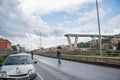 The collapse of suspension bridge Morandi Ponte Morandi