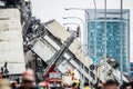 Rescue workers on the Morandi bridge in Genoa, Italy