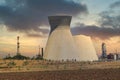 Collapsed cooling tower of the oil refinery in Haifa Israel. Royalty Free Stock Photo