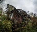 Collapsed country wooden house